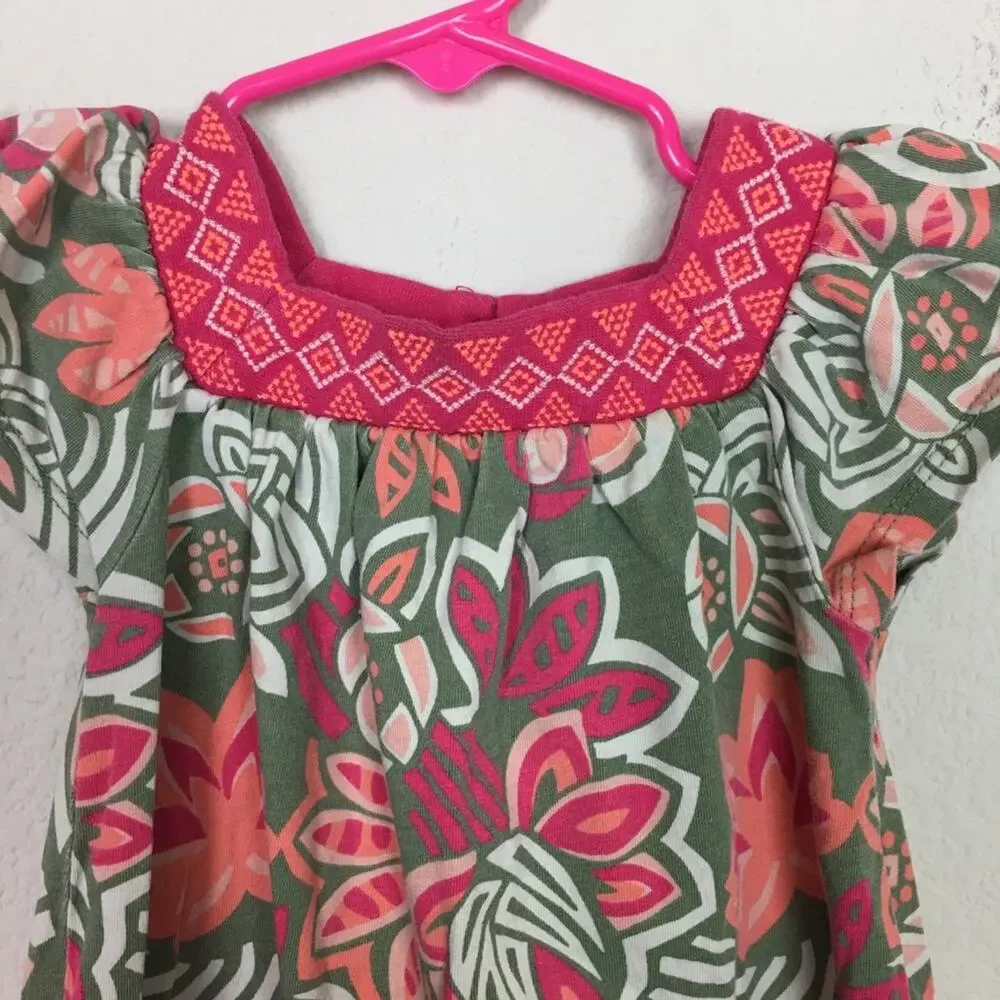 Tea Collection Olive Pink Floral Dress 2 (2T)